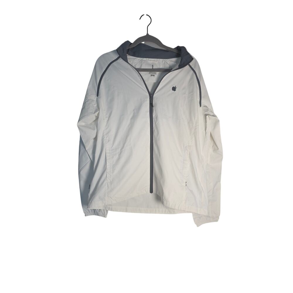 Apple Employee Windbreaker Jacket Women’s Large White Lightweight Full Zip Tec